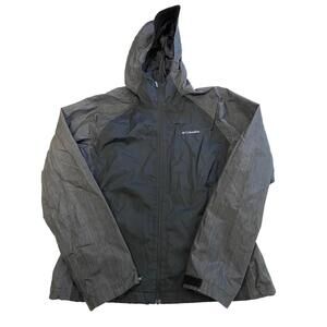 Womens COLUMBIA Black/Gray Omni Heat Hooded Rain Jacket Sz M